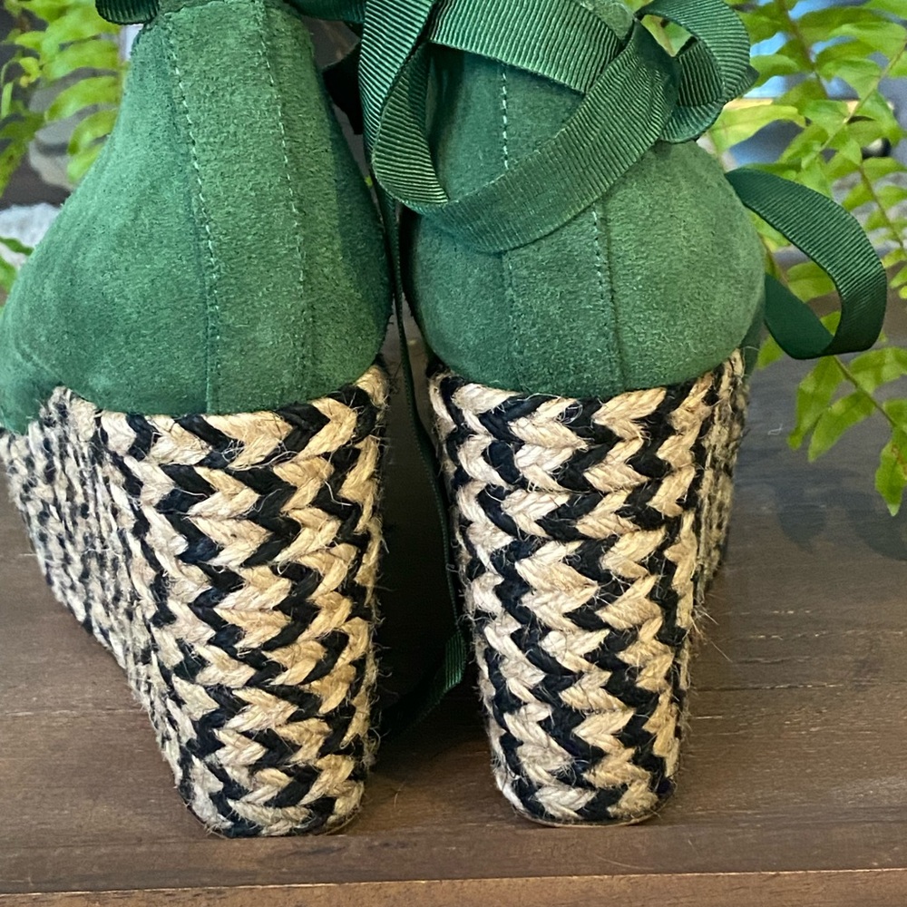 Free People Green Suede Espadrille Wedge Platforms - Picture 4 of 8